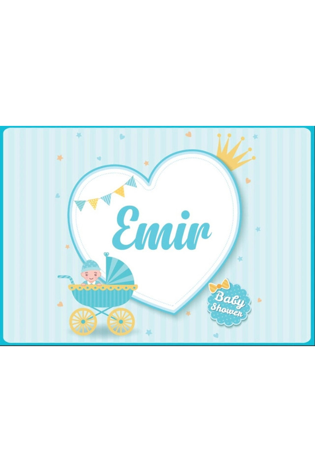 Blue Baby Stroller Themed Baby Shower Banner 100X150 cm