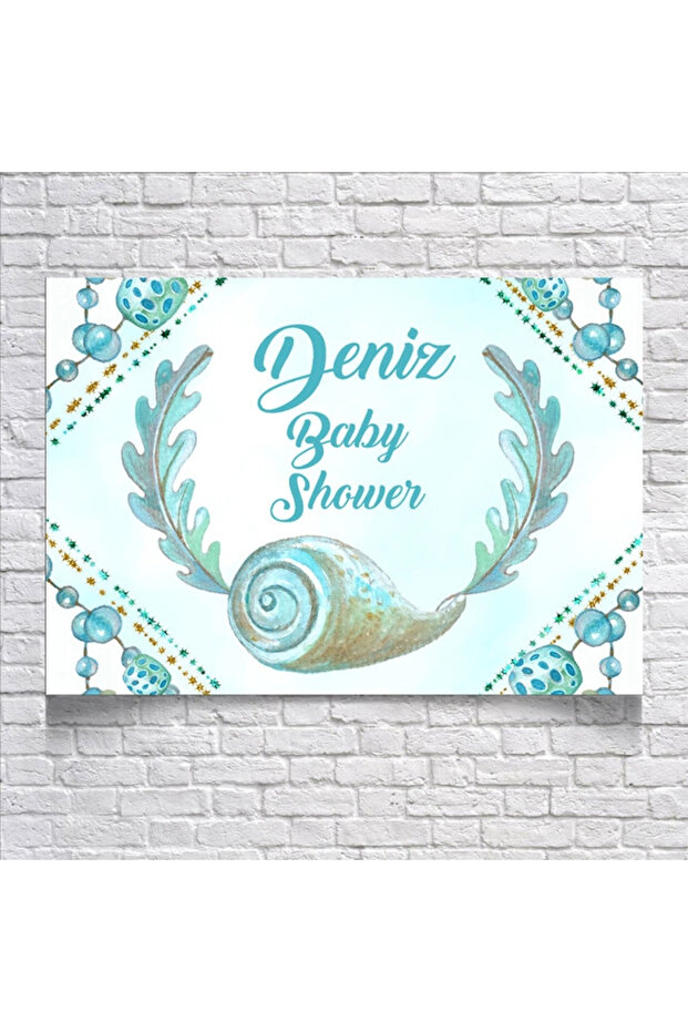 Blue Snail Themed Baby Shower Banner 50X70 cm