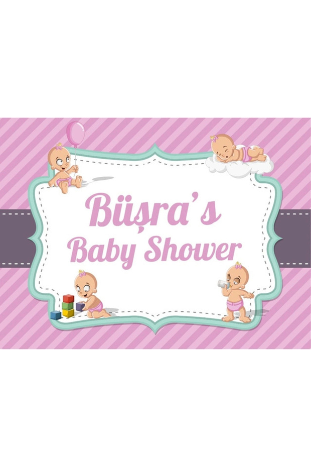 Pink Baby and Toy Themed Baby Shower Banner 35X50 cm