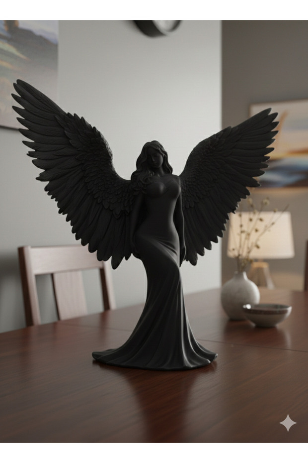 Siyah Kanatlı Melek Figürü - 6