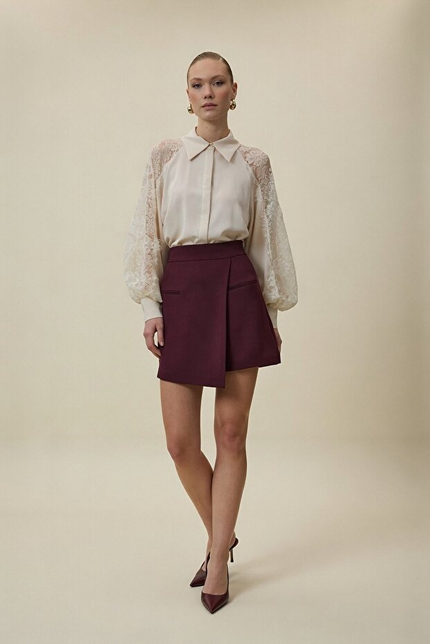 Talia Şort Etek - Mürdüm - 2