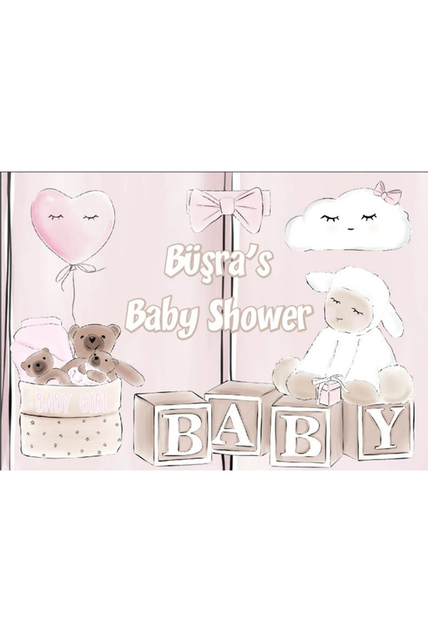 Pink Toy Themed Baby Shower Banner 35X50 cm