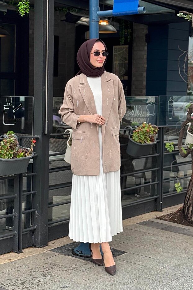 Keten Ceket MB04.79 Vizon - 4