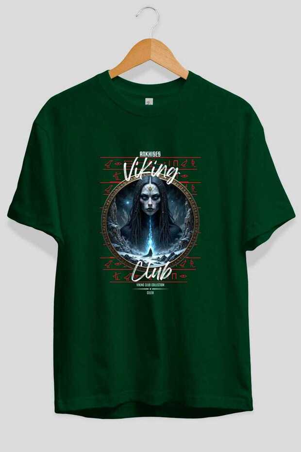 Viking Mythology 11 Pre-Printed Green Oversize T-Shirt Men Women Cotton Crew Neck T-Shirt