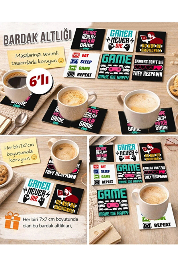 Gamer Themed 2 7X7 – Set of 6 Decorative Square Designs