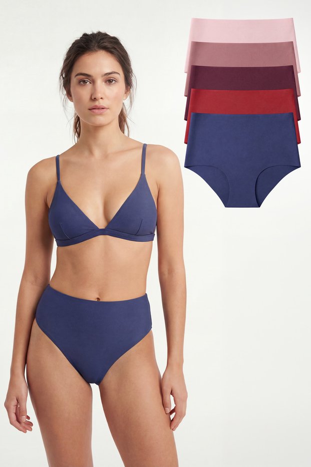 Pack of 5 Laser Cut Seamless High Waist Gathering Women's Panties - Premium Non-Marking Special Fabric