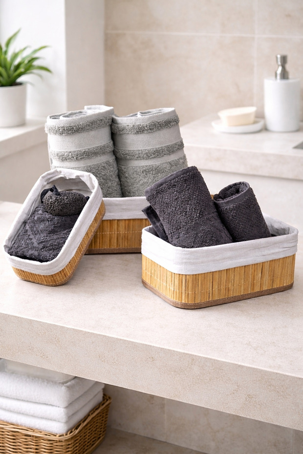 Bambu Üçlü Sepet - 1