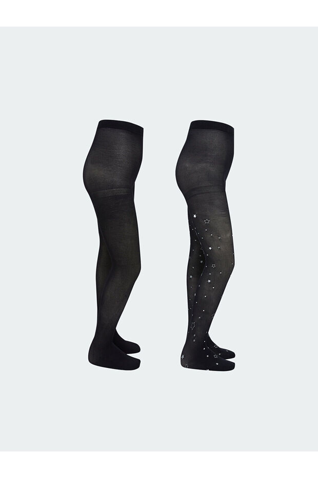 Black girl's thin pantyhose 2-pack