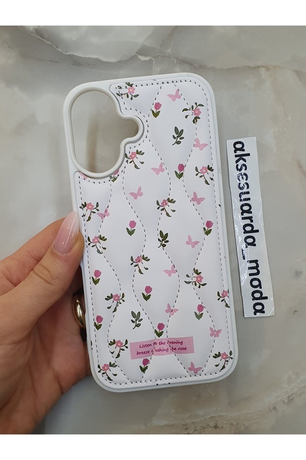 iPhone 17 Compatible Quilted Floral Patterned Special Boxed Puff Case