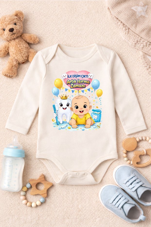 Baby Bodysuit with Funny Writing "My First Tooth Came Out" Printed on It for Girls and Boys, 100% Cotton (Newborn & Infant)