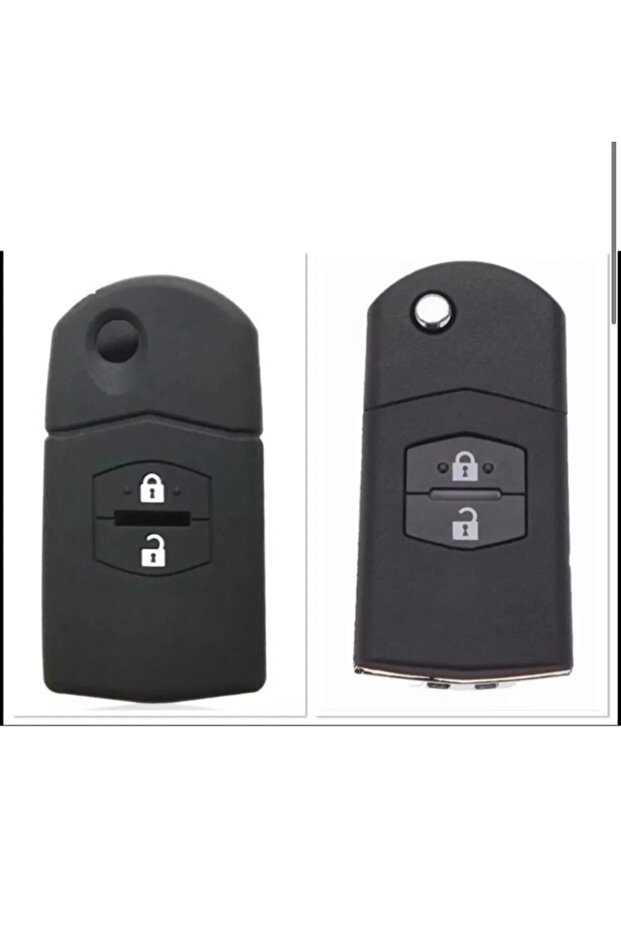 حافظة حماية لمفتاح السيليكون متوافقة مع مازدا 2 3 5 6 مع مفتاحين باللون الأسود