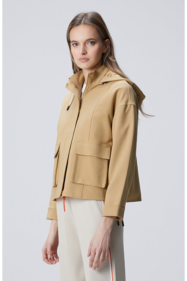 N-Tech Bej Yan Dikiş İp Detaylı Mont - 4