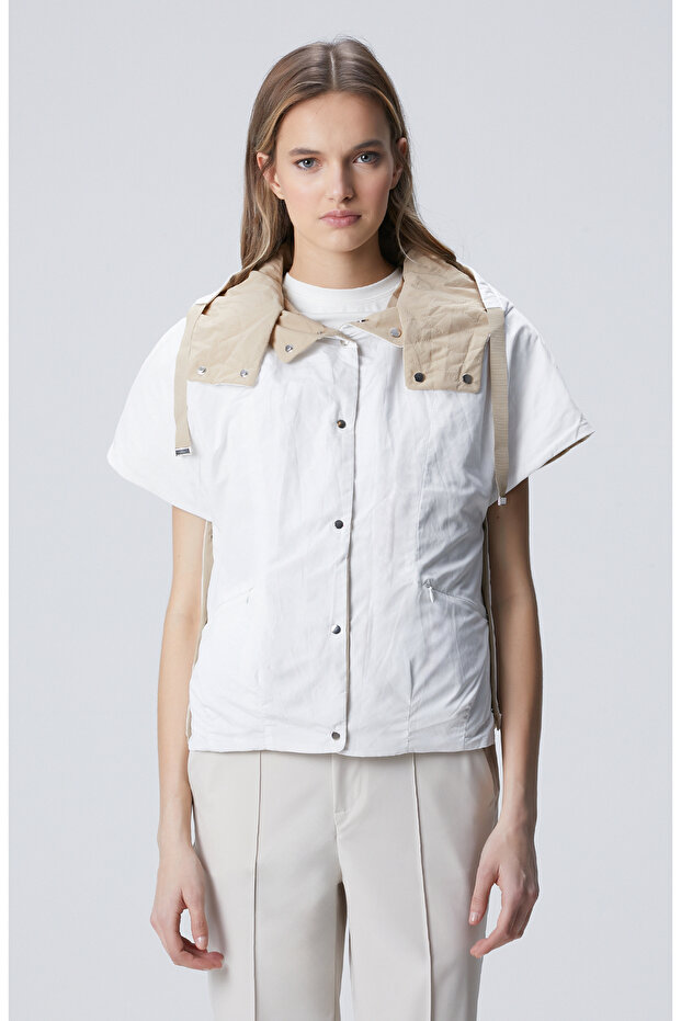 Bej Kapitone Casual Yelek - 4