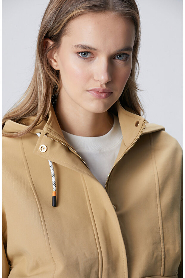 N-Tech Bej Yan Dikiş İp Detaylı Mont - 2