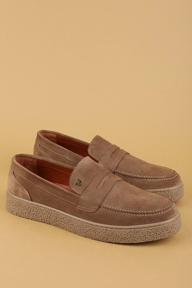 Men's Genuine Leather Casual Flötr Shoes (Moc-Toe) Cz.464 Sand