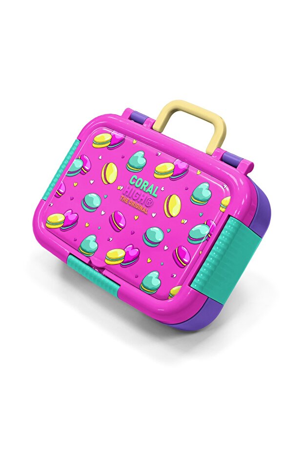Kids Neon Pink Water Green Kal Patterned Stainless Steel Lunch Box 39216