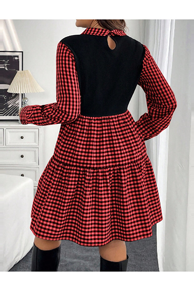 Rochie scurta, Rosu/Negru - 2