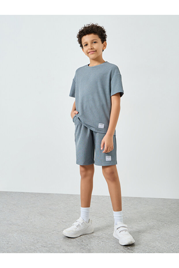 Boys Ribbed Knit T-Shirt and Shorts Set