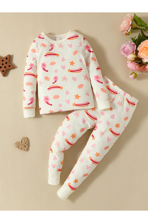 Girls Graphic Print T-Shirt and Pyjama Set