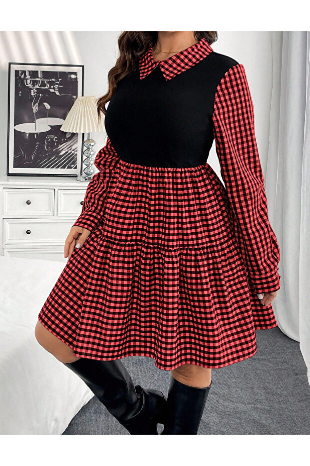 Rochie scurta, Rosu/Negru - 1