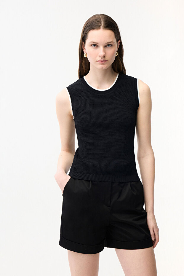 Kolsuz Triko Bluz - 1