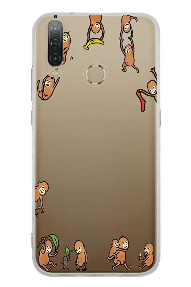 General Mobile Gm 10 Compatible Monkeys Patterned Transparent Phone Case - 1