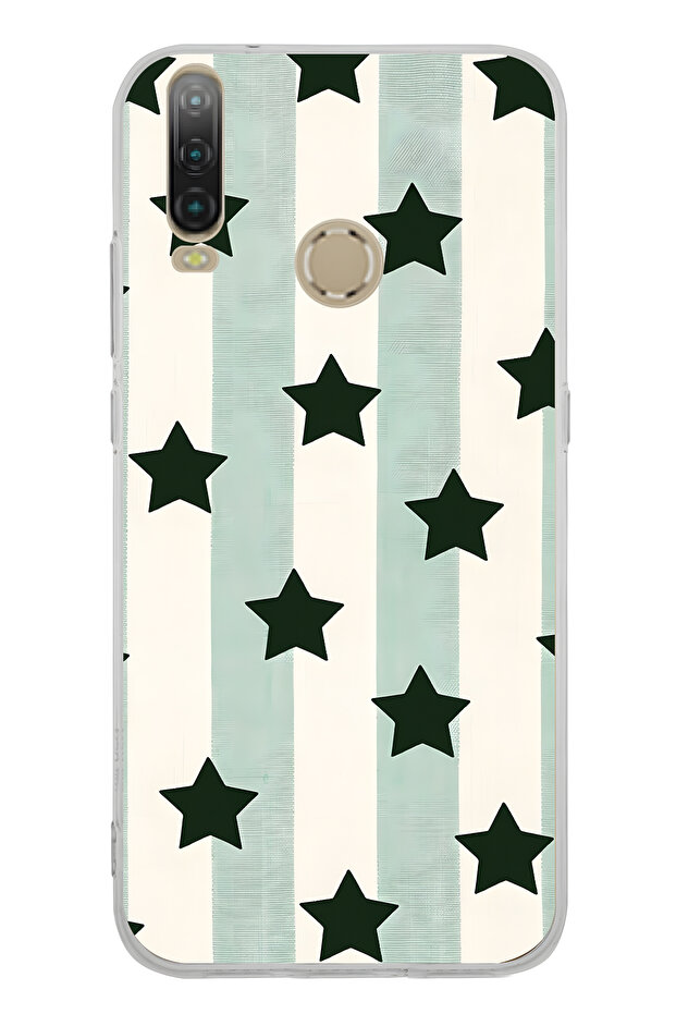 حافظة هاتف شفافة بنمط نجمة مخططة متوافقة مع جهاز General Mobile GM 10 - 1