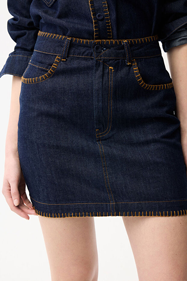 Dikiş Detaylı Etek - 4