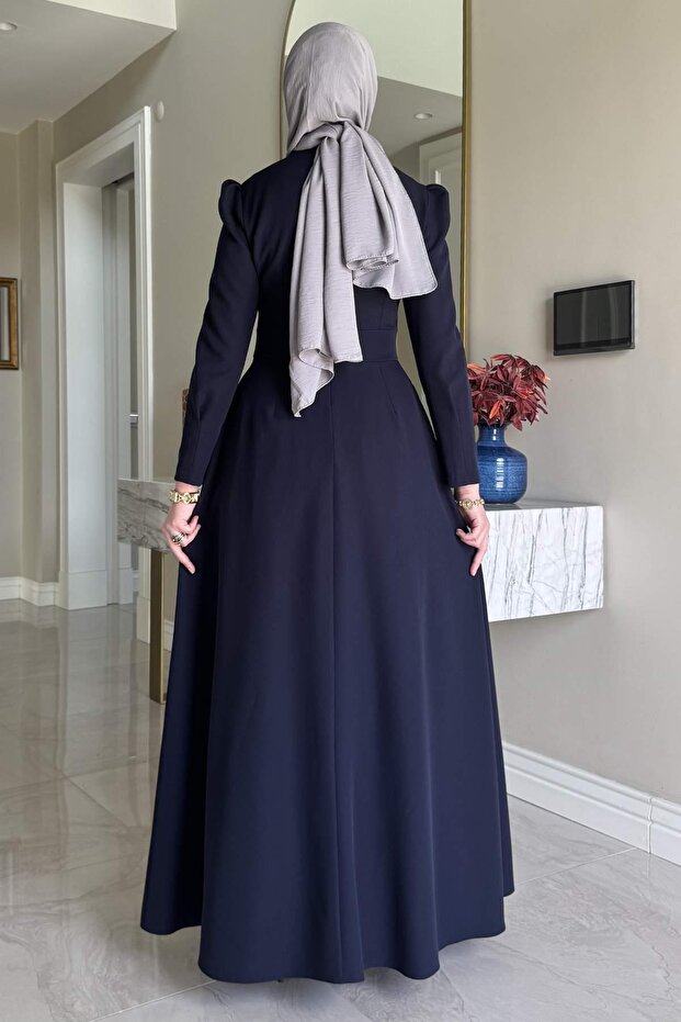 Rose Elbise Lacivert - 7