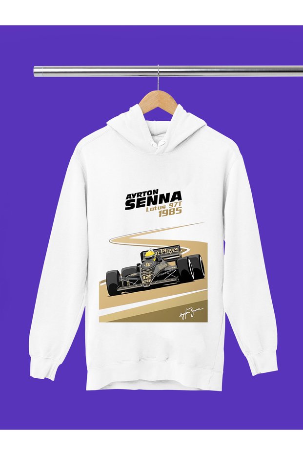 Ayrton Senna Printed 3-Yarn Quality Soft Texture Hooded F1 Children's Sweatshirt