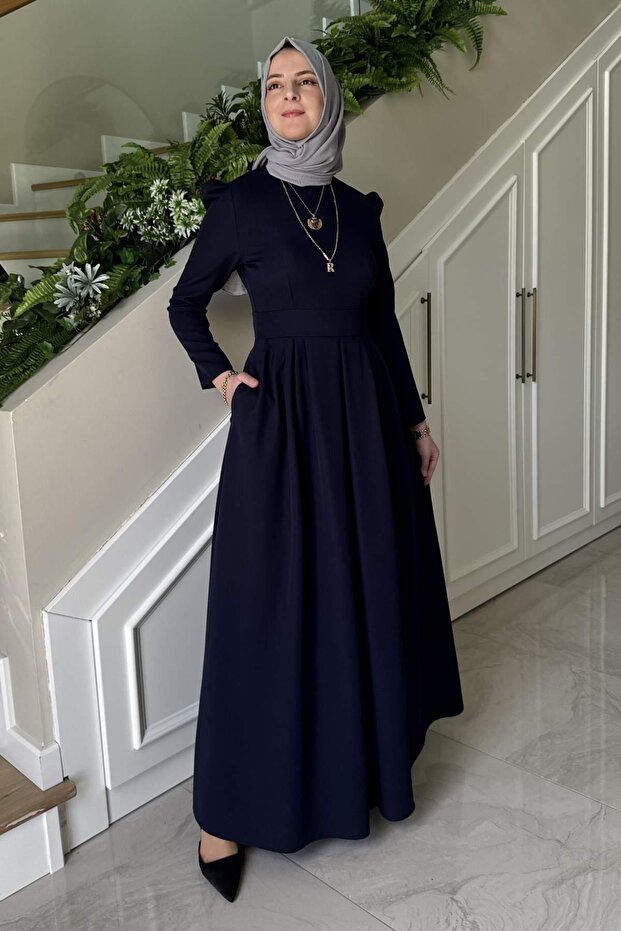 Rose Elbise Lacivert - 4