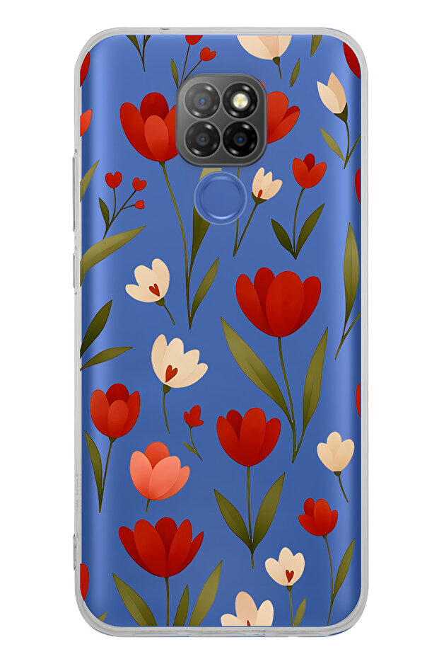 حافظة هاتف شفافة بنمط زهرة التوليب الحمراء متوافقة مع جهاز General Mobile GM 20 - 1