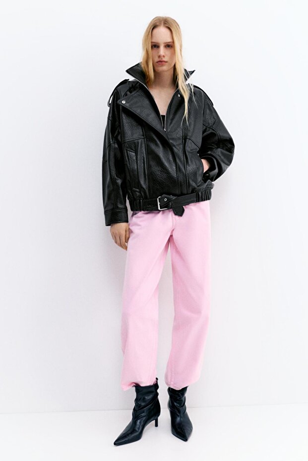 Hacimli suni deri ceket - 3