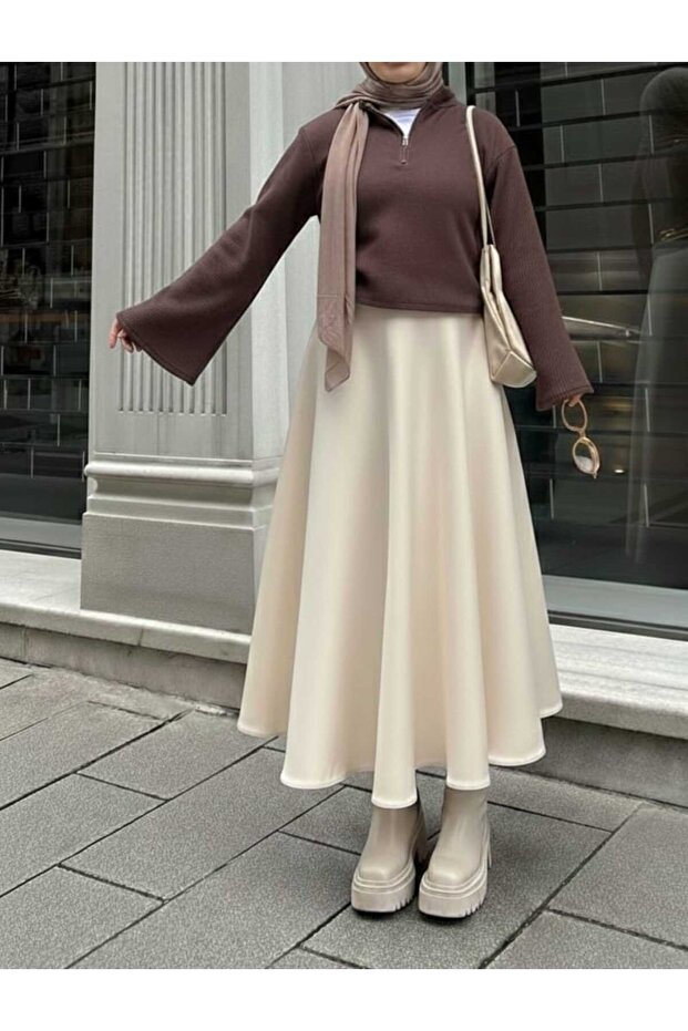 Zippered Skirt Top Hijab Blouse