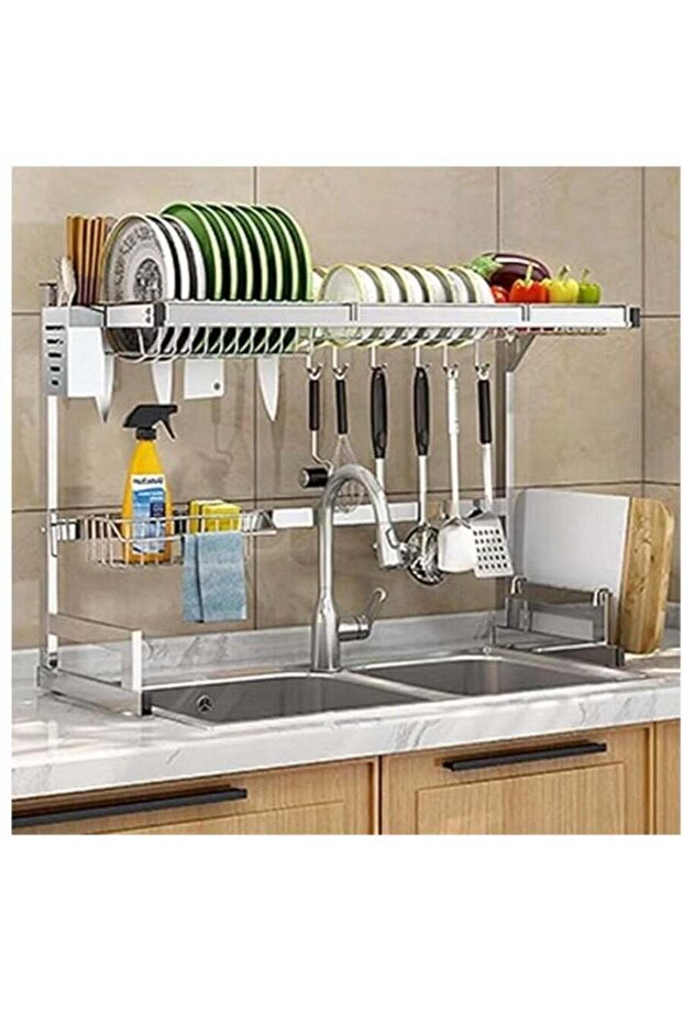 رف تجفيف الأطباق فوق الحوض - 1