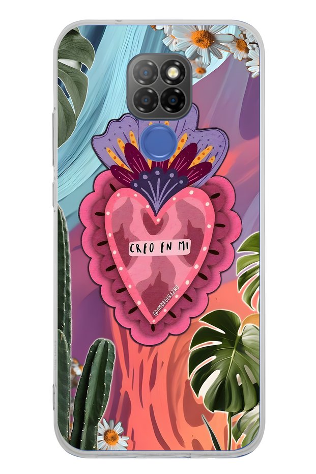 General Mobile Gm 20 Compatible Colorful Heart and Flower Patterned Transparent Phone Case