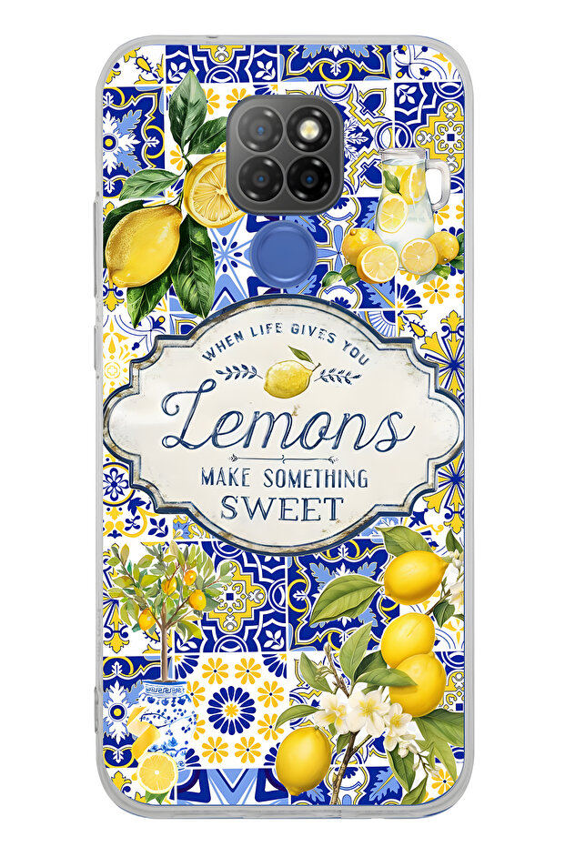 General Mobile Gm 20 Compatible Lemon Patterned Transparent Phone Case - 1