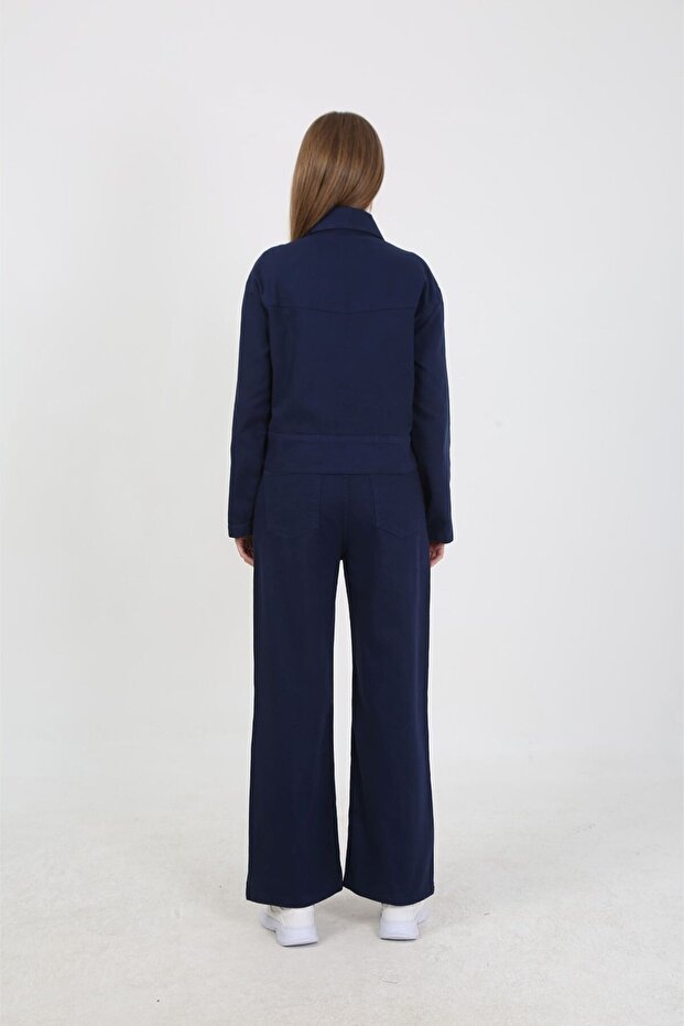 Buttoned Jean Jacket - Dark Blue - 5
