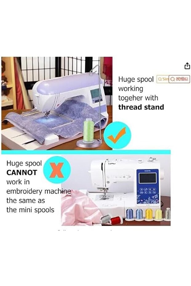 Embroidered Thread Set 4 Spools - 5000 m, Colors White - Black - 2