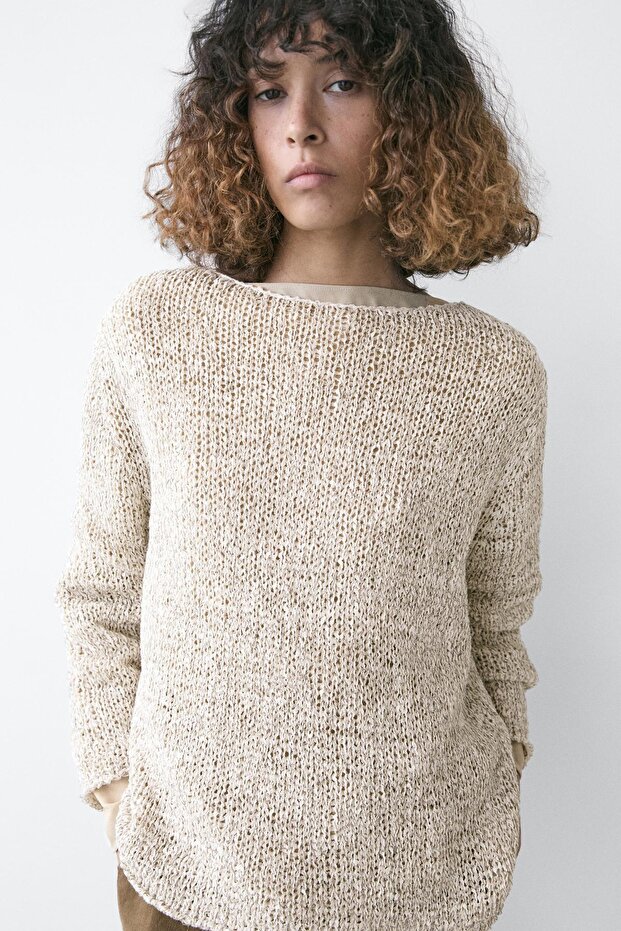 Geniş yaka triko kazak - 4