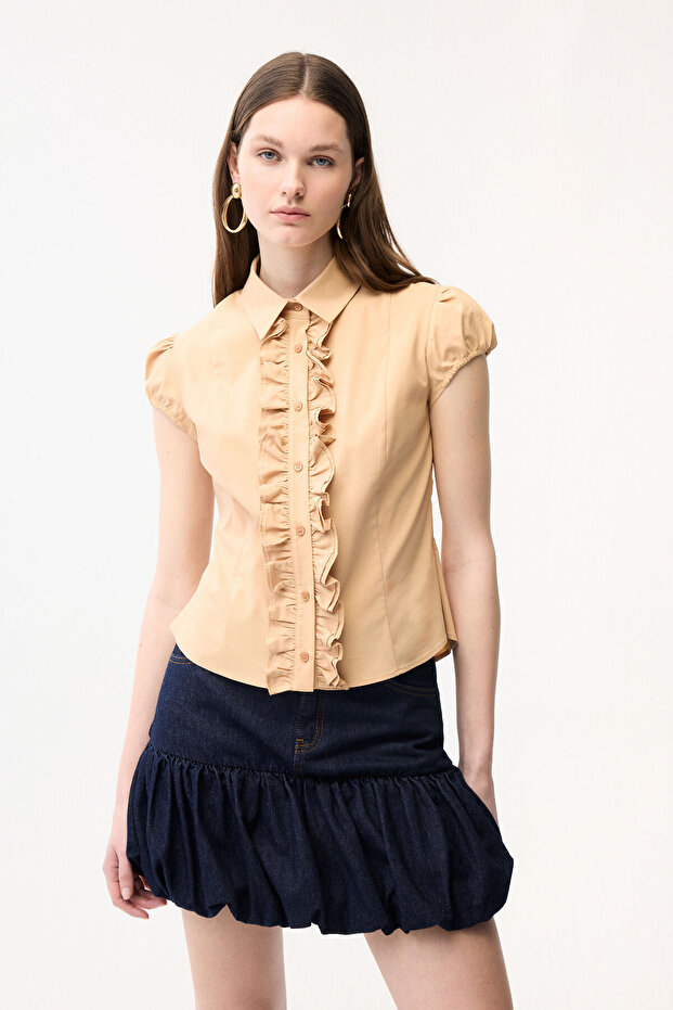 Büzgü Detaylı Gömlek - 1