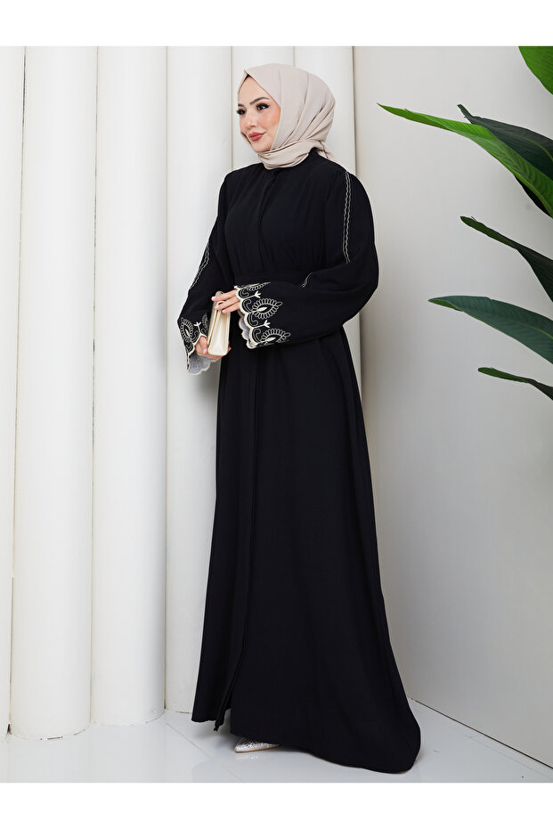 Women's Embroidered Sleeve Abaya Modest Wear Women's Ferace Dress