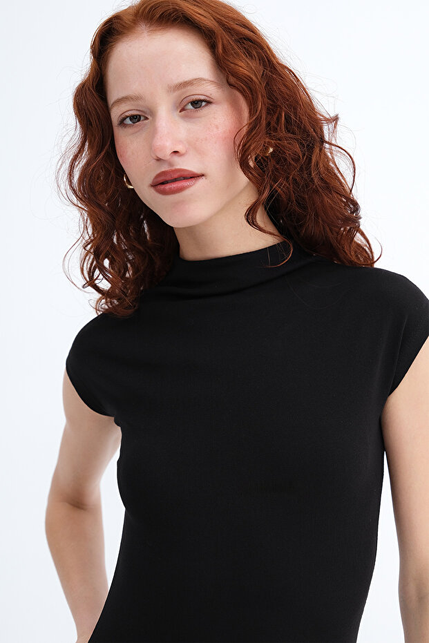 Dik Yaka Midi Elbise E191 - 3