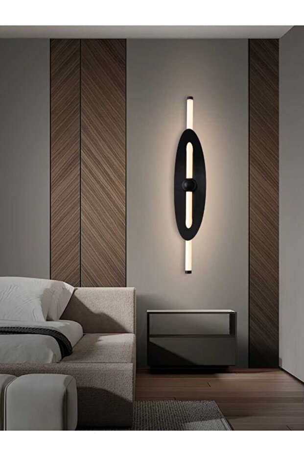 مصباح جداري ثلاثي الإضاءة بتقنية LED سوداء - موديل 9770