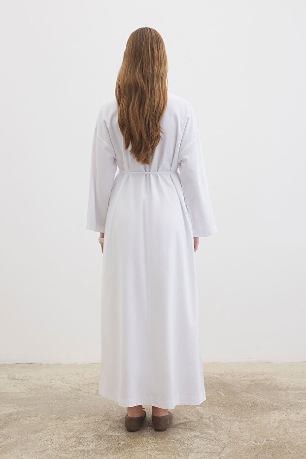 Basic Organik Beyaz Elbise - 7
