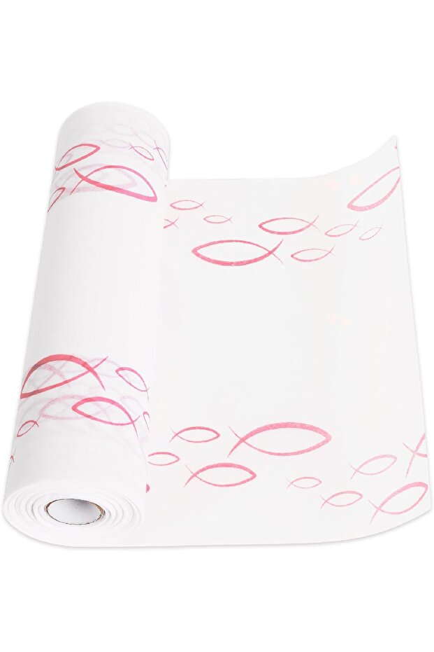 Decorative Table Runner - Fish Pattern, Polyester, Baptism, Pink - 28cm x 12m - 1