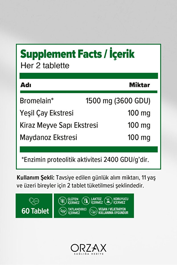 Bromelain Complex 60 Tablet x 2 Adet - 2