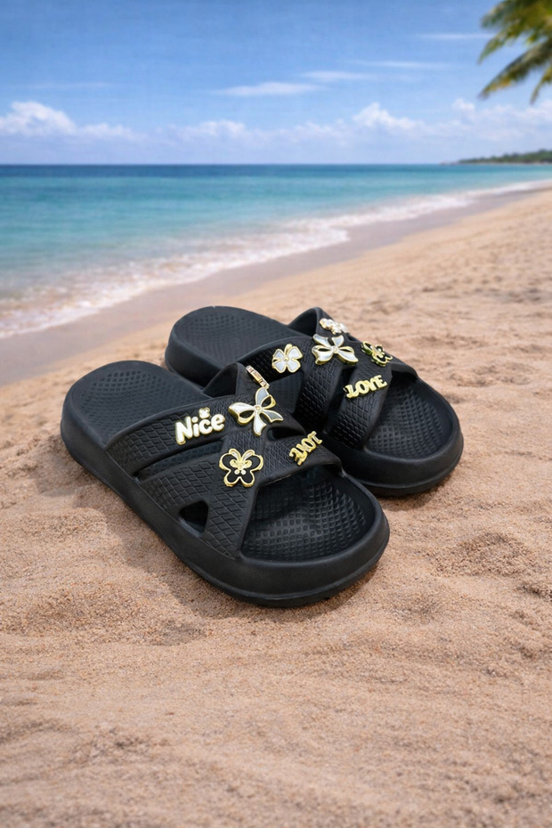 Cross Stone Stylish Design Open Front Beach Pool Garden Sea Summer Thick Soled Daily Slippers