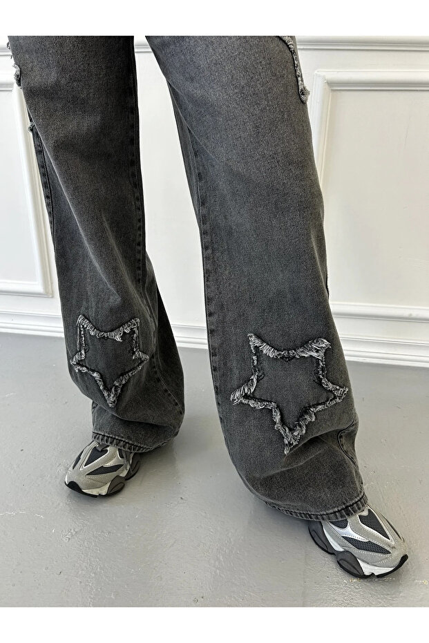 Blugi largi cu inserții de stele - 4