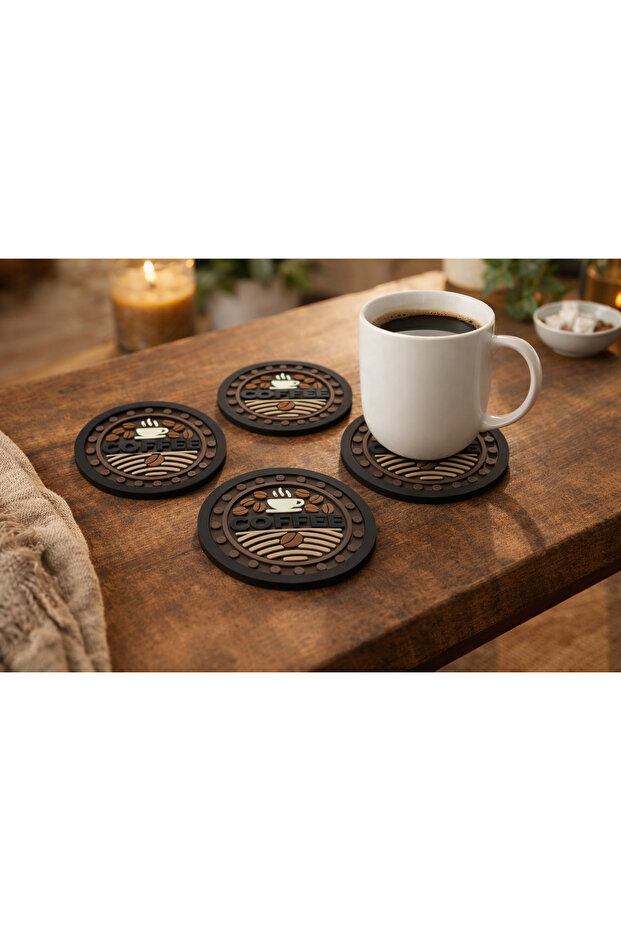 Premium Silicone Coffee-Themed Coaster with Coffee Scent